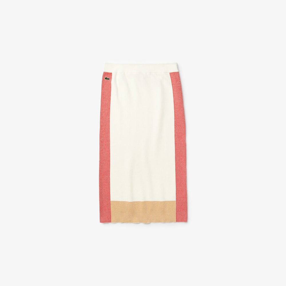 Womens Wo  Colorblock Pencil Skirt | Lacoste White / Light Brown / Red • R4L