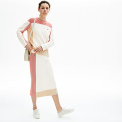 Womens Wo  Colorblock Pencil Skirt | Lacoste White / Light Brown / Red • R4L