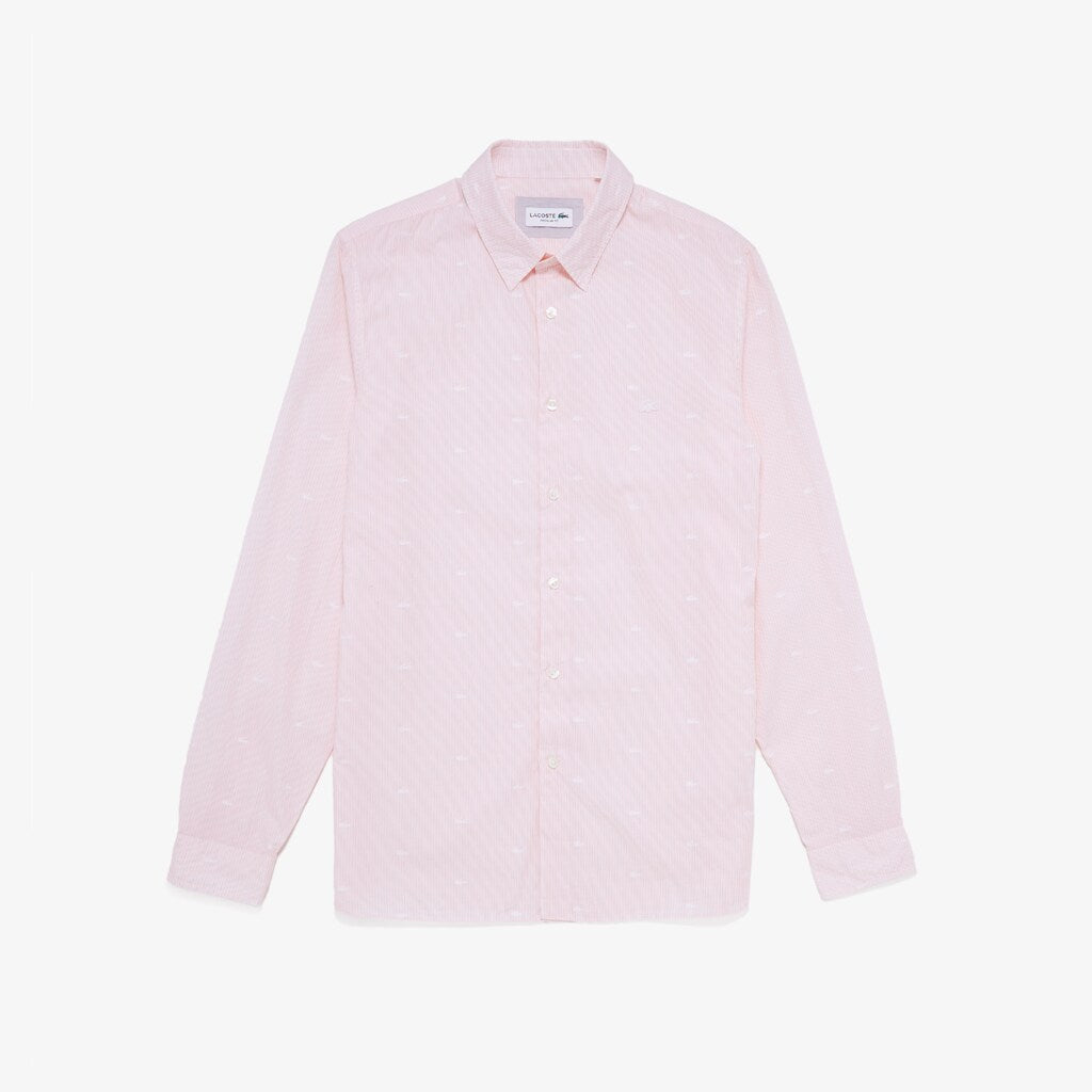 Mens   Crocodile Print Poplin Shirt | Lacoste Pink / White • Ztx