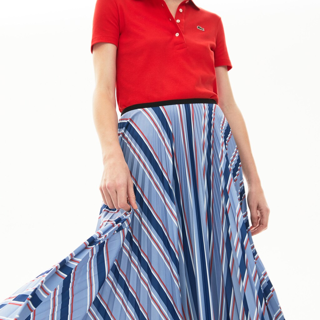 Womens Wo  MultiColor Striped Pleated Skirt | Lacoste Purple / Navy Blue / White / Red • R4J