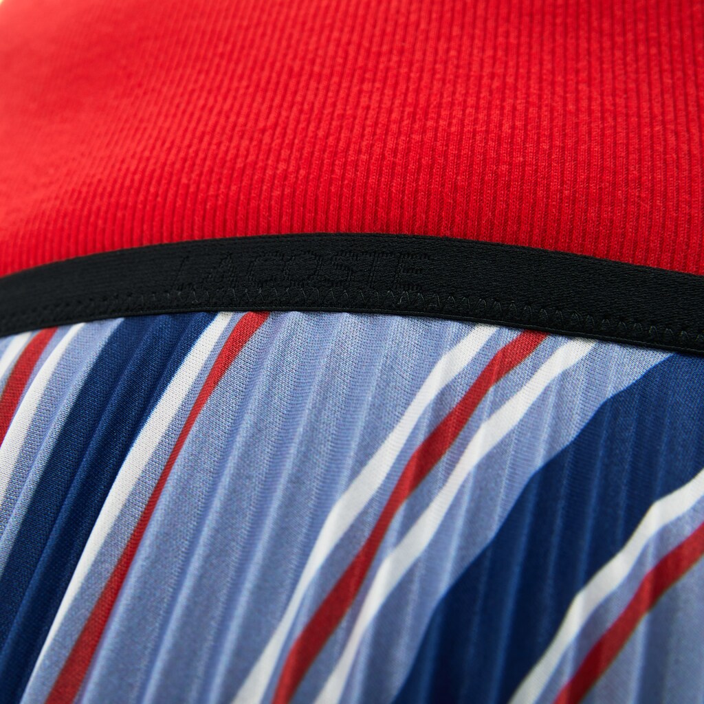 Womens Wo  MultiColor Striped Pleated Skirt | Lacoste Purple / Navy Blue / White / Red • R4J