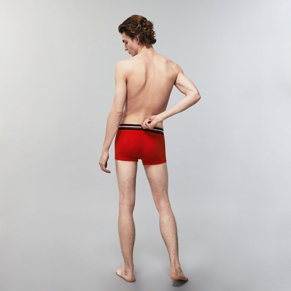 Mens Pack Of 3 Iconic Boxer Briefs With Three-Tone Waistband | Lacoste Navy Blue / Grey Chine / Red • W34