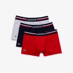 Mens Pack Of 3 Iconic Boxer Briefs With Three-Tone Waistband | Lacoste Navy Blue / Grey Chine / Red • W34