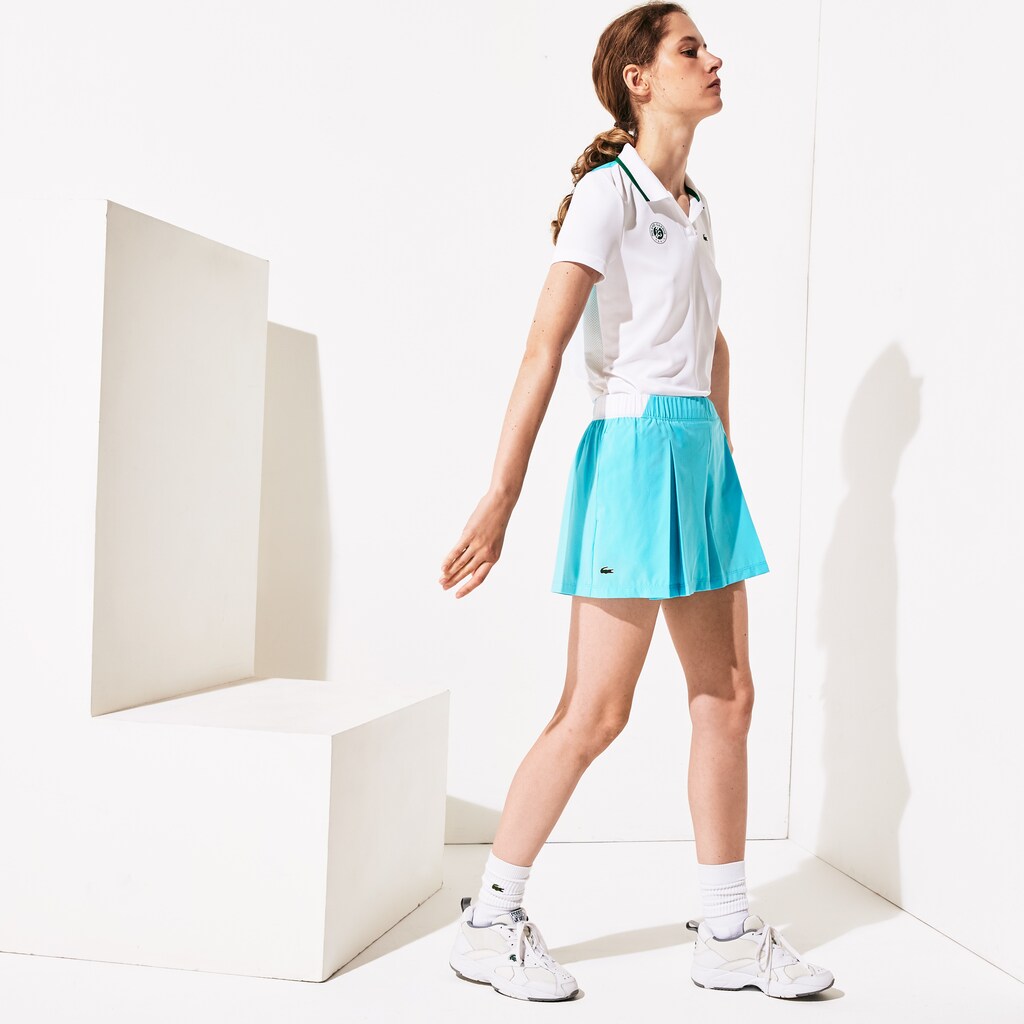 Womens Wo  SPORT Roland Garros Culotte Skirt | Lacoste Turquoise / White / Green • Yp2