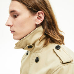 Mens   Long Belted Cotton Trench Coat | Lacoste Beige • 02S