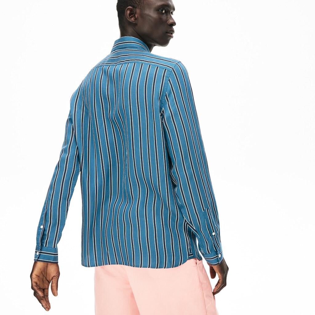 Mens   Lightweight Striped Shirt | Lacoste Navy Blue / White • Wx9