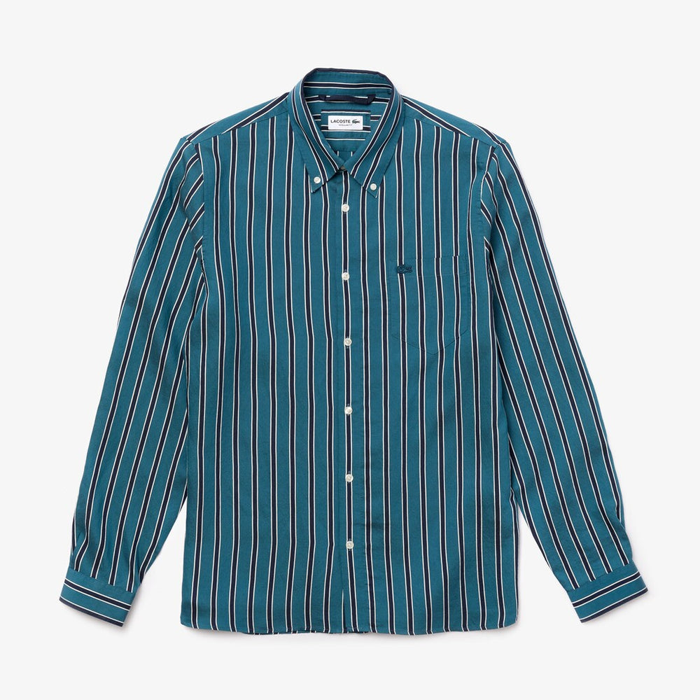 Mens   Lightweight Striped Shirt | Lacoste Navy Blue / White • Wx9