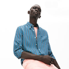 Mens   Lightweight Striped Shirt | Lacoste Navy Blue / White • Wx9