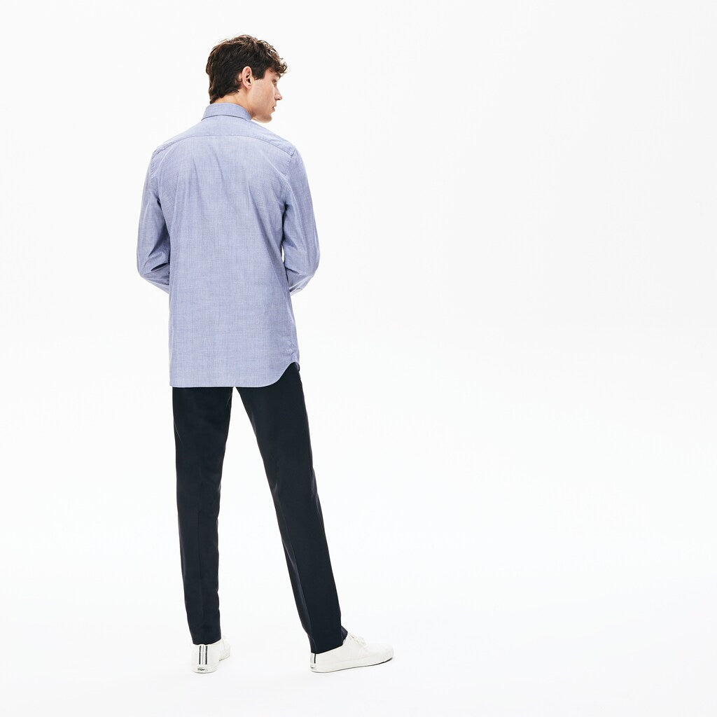Mens   Printed Cotton Poplin Shirt | Lacoste Navy Blue • 423