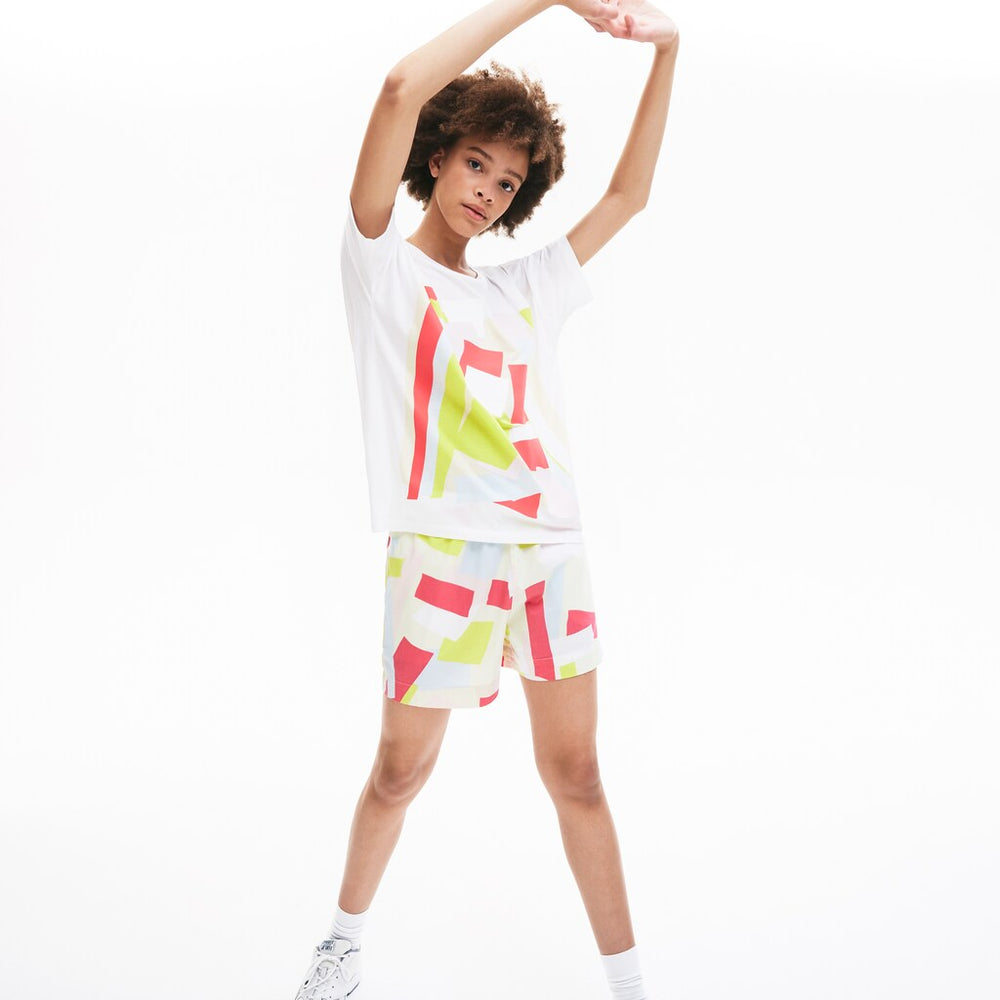 Womens Wo  Art-Print Cotton T-Shirt | Lacoste White • 001