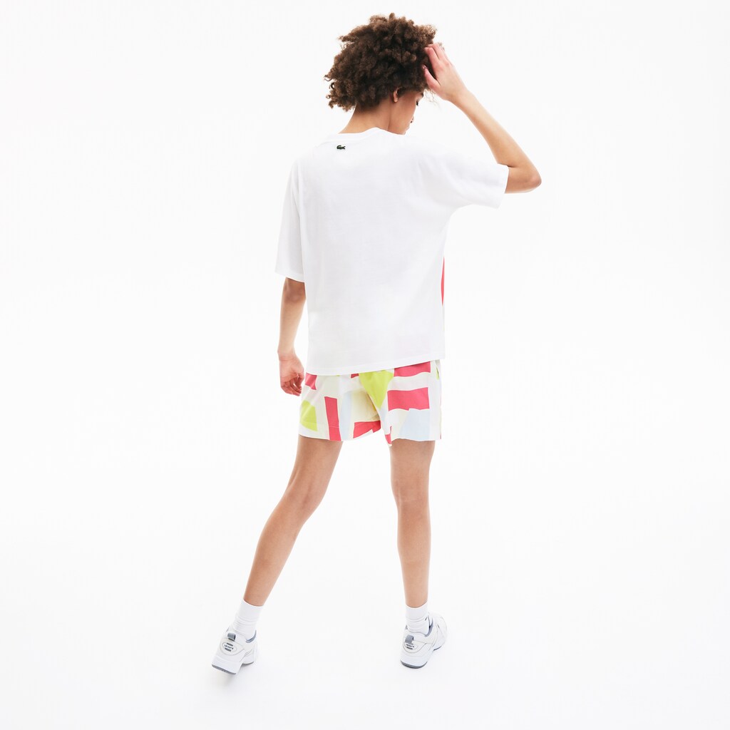 Womens Wo  Art-Print Cotton T-Shirt | Lacoste White • 001