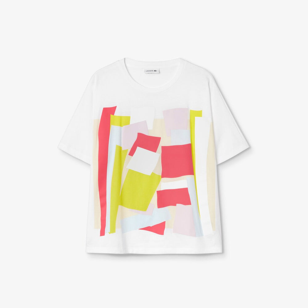 Womens Wo  Art-Print Cotton T-Shirt | Lacoste White • 001