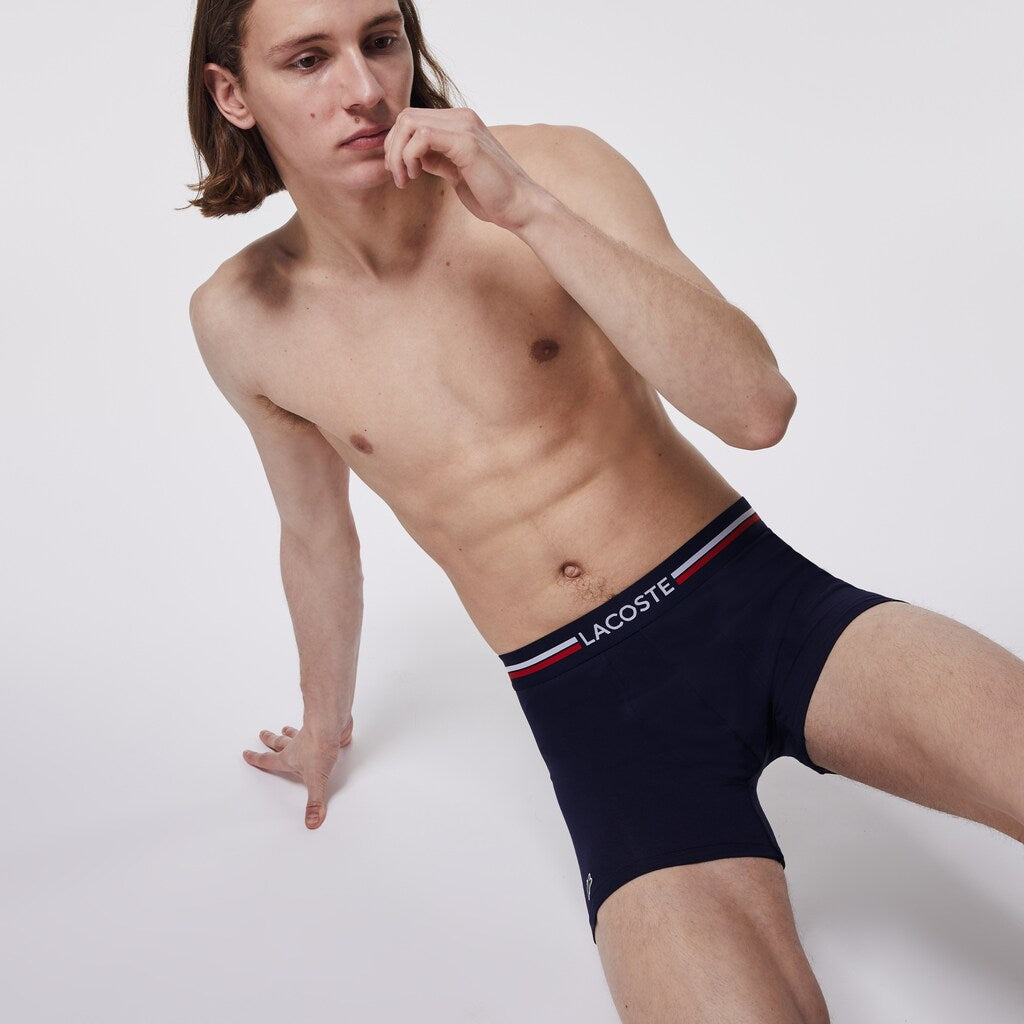 Mens Pack Of 3 Casual Boxers | Lacoste Navy Blue / Grey Chine / Red • W34