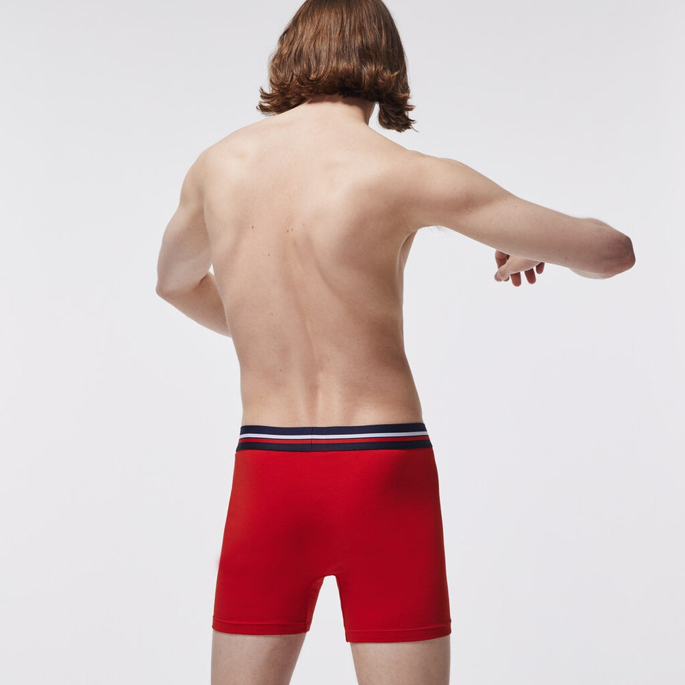 Mens Pack Of 3 Casual Boxers | Lacoste Navy Blue / Grey Chine / Red • W34