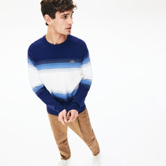 Mens   Made In France Degraded Cotton Crew Neck Sweater | Lacoste Navy Blue / Blue / White • Rna