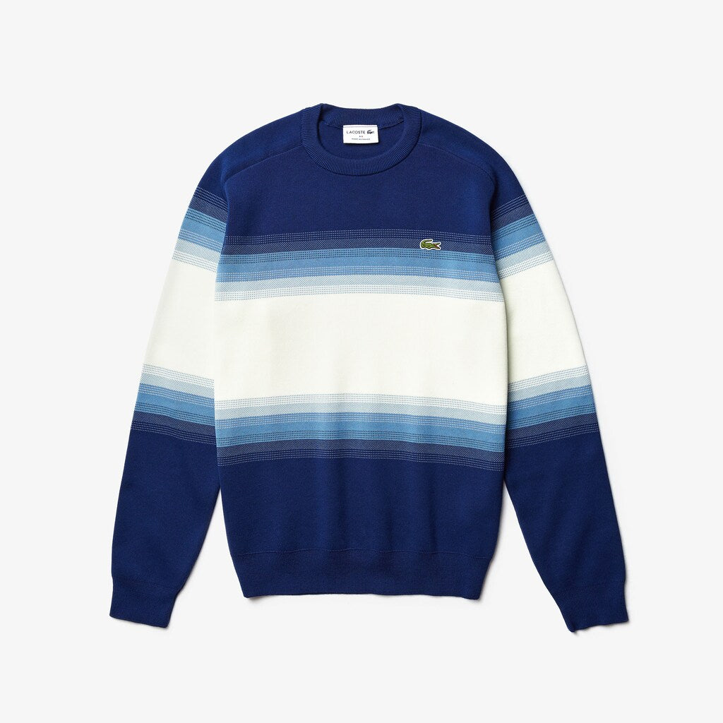 Mens   Made In France Degraded Cotton Crew Neck Sweater | Lacoste Navy Blue / Blue / White • Rna