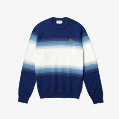 Mens   Made In France Degraded Cotton Crew Neck Sweater | Lacoste Navy Blue / Blue / White • Rna