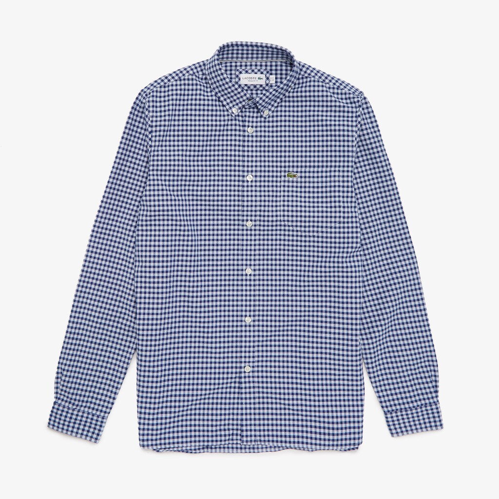 Mens   Regular Fit Cotton Shirt | Lacoste Light Blue / Navy Blue • Wx1