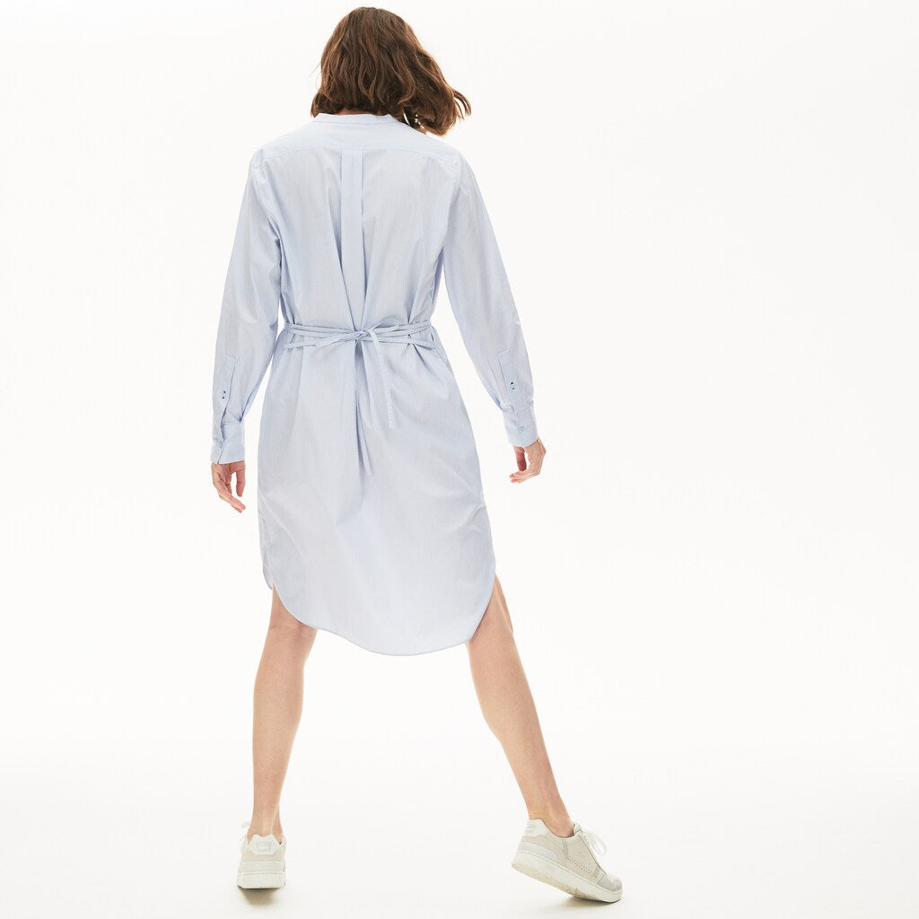 Womens Wo  Cotton Shirt Dress | Lacoste Light Blue / White / Navy Blue • U14