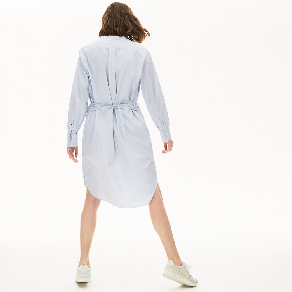 Womens Wo  Cotton Shirt Dress | Lacoste Light Blue / White / Navy Blue • U14