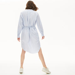 Womens Wo  Cotton Shirt Dress | Lacoste Light Blue / White / Navy Blue • U14
