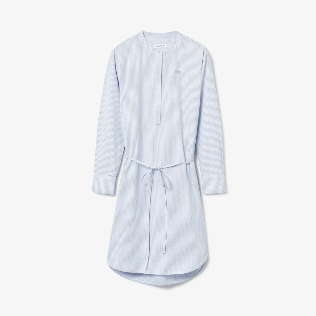 Womens Wo  Cotton Shirt Dress | Lacoste Light Blue / White / Navy Blue • U14