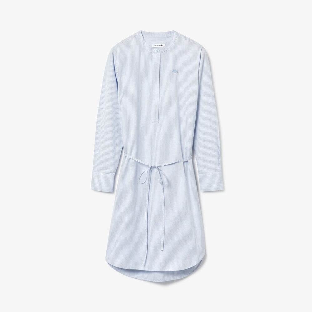 Womens Wo  Cotton Shirt Dress | Lacoste Light Blue / White / Navy Blue • U14