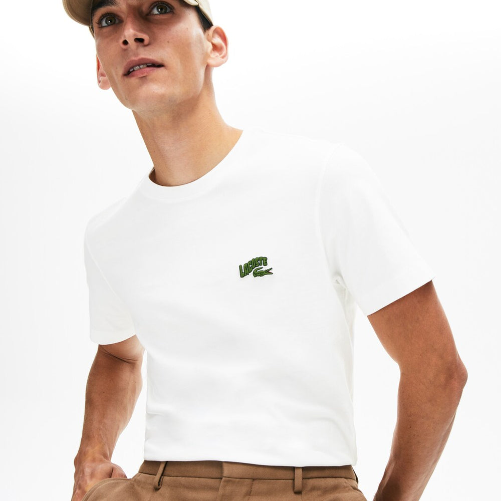 Mens   Embroidered Logo Regular Fit T-shirt | Lacoste White • 001