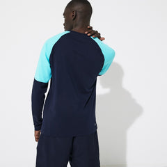 Mens   SPORT Colorblock Performance T-shirt | Lacoste Navy Blue / Turquoise / White • 2Ye