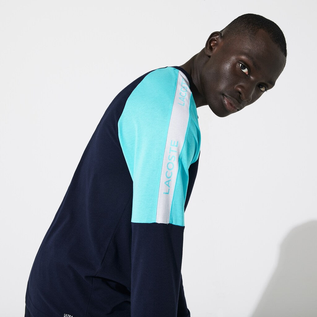 Mens   SPORT Colorblock Performance T-shirt | Lacoste Navy Blue / Turquoise / White • 2Ye