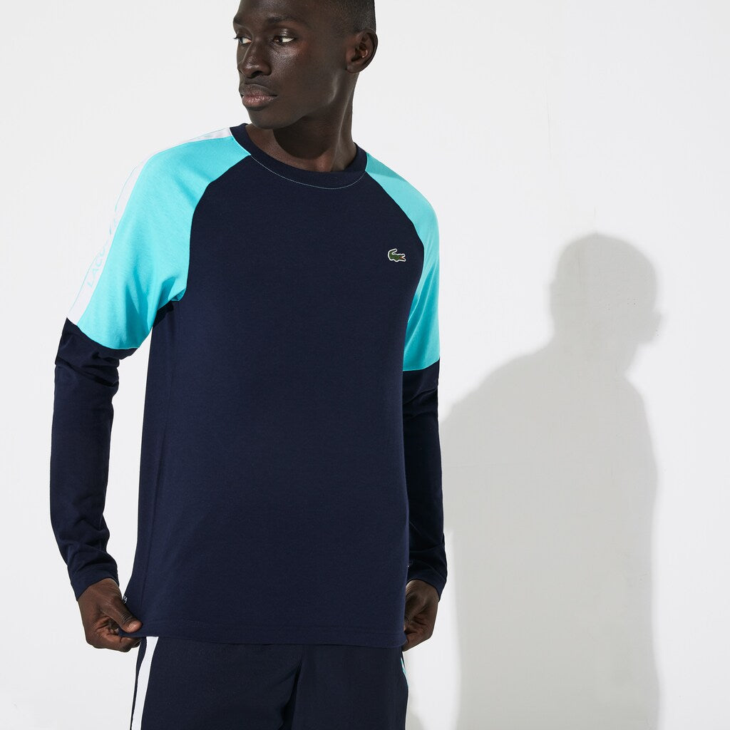 Mens   SPORT Colorblock Performance T-shirt | Lacoste Navy Blue / Turquoise / White • 2Ye