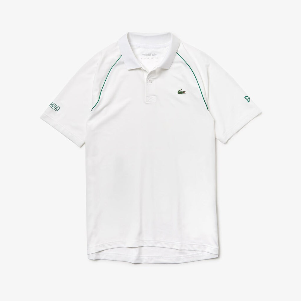 Mens   SPORT Novak Djokovic Breathable Ultra-Light Polo Shirt | Lacoste White / Green • Ema
