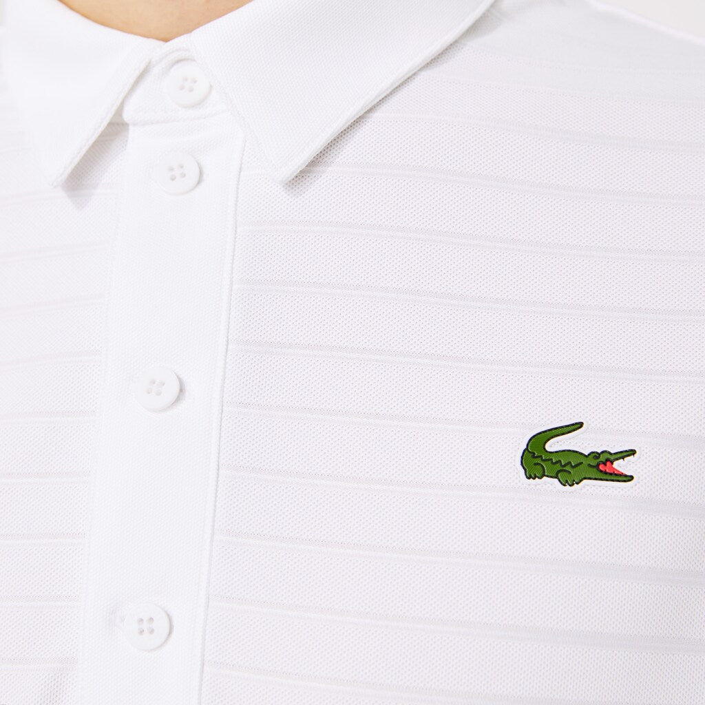 Mens   SPORT Textured Breathable Golf Polo Shirt | Lacoste White • 001