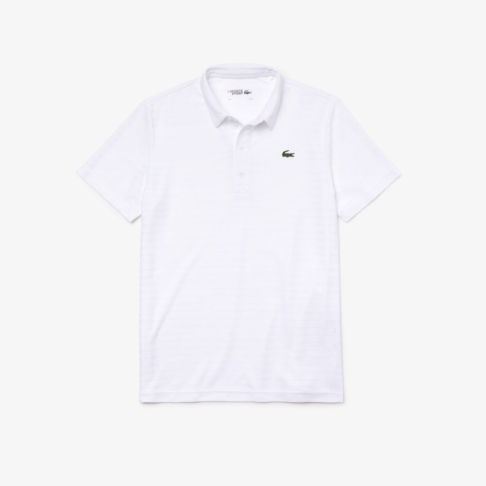 Mens   SPORT Textured Breathable Golf Polo Shirt | Lacoste White • 001