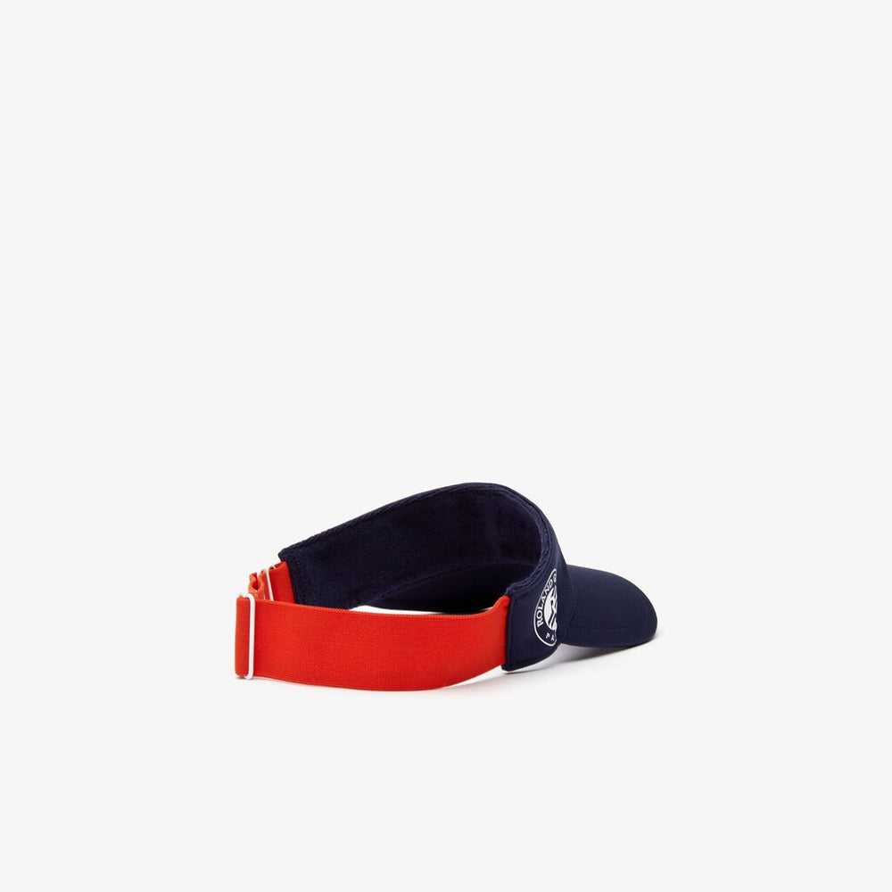 Mens   SPORT Roland Garros Two-Tone Piqué Visor | Lacoste Navy Blue / Red / White • Mur