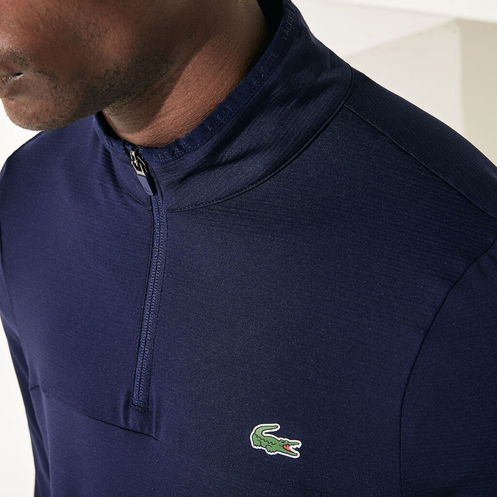 Mens   SPORT Stretch Zippered Collar Sweatshirt | Lacoste Navy Blue • 166