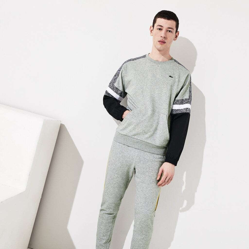 Mens   SPORT Print-Block Sweatshirt | Lacoste Grey Chine / Black / White • Sx8