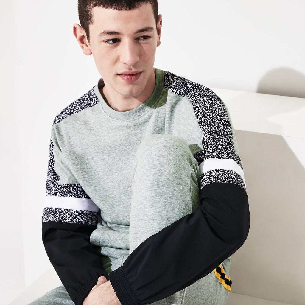 Mens   SPORT Print-Block Sweatshirt | Lacoste Grey Chine / Black / White • Sx8