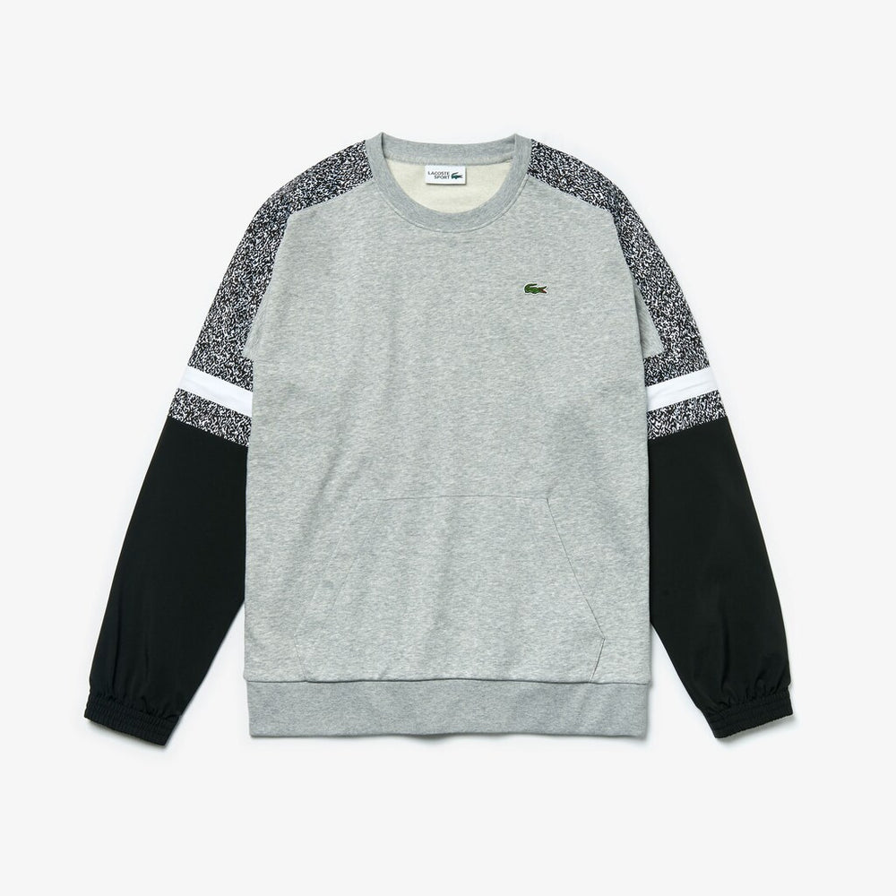 Mens   SPORT Print-Block Sweatshirt | Lacoste Grey Chine / Black / White • Sx8