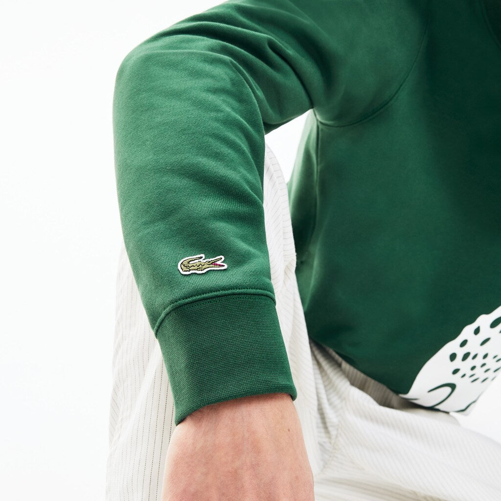 Mens   Oversize Croc Crew Neck Cotton Sweatshirt | Lacoste Green • 132