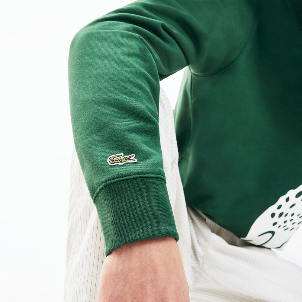 Mens   Oversize Croc Crew Neck Cotton Sweatshirt | Lacoste Green • 132