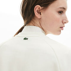 Womens Wo  Signature Print Crew Neck Sweatshirt | Lacoste White / Light Brown • R3G