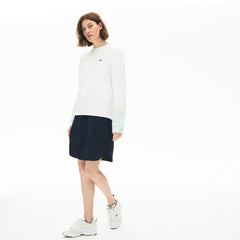 Womens Wo  Made in France Crew Neck Organic Cotton Sweatshirt | Lacoste Turquoise / Light Green / White • Kj4