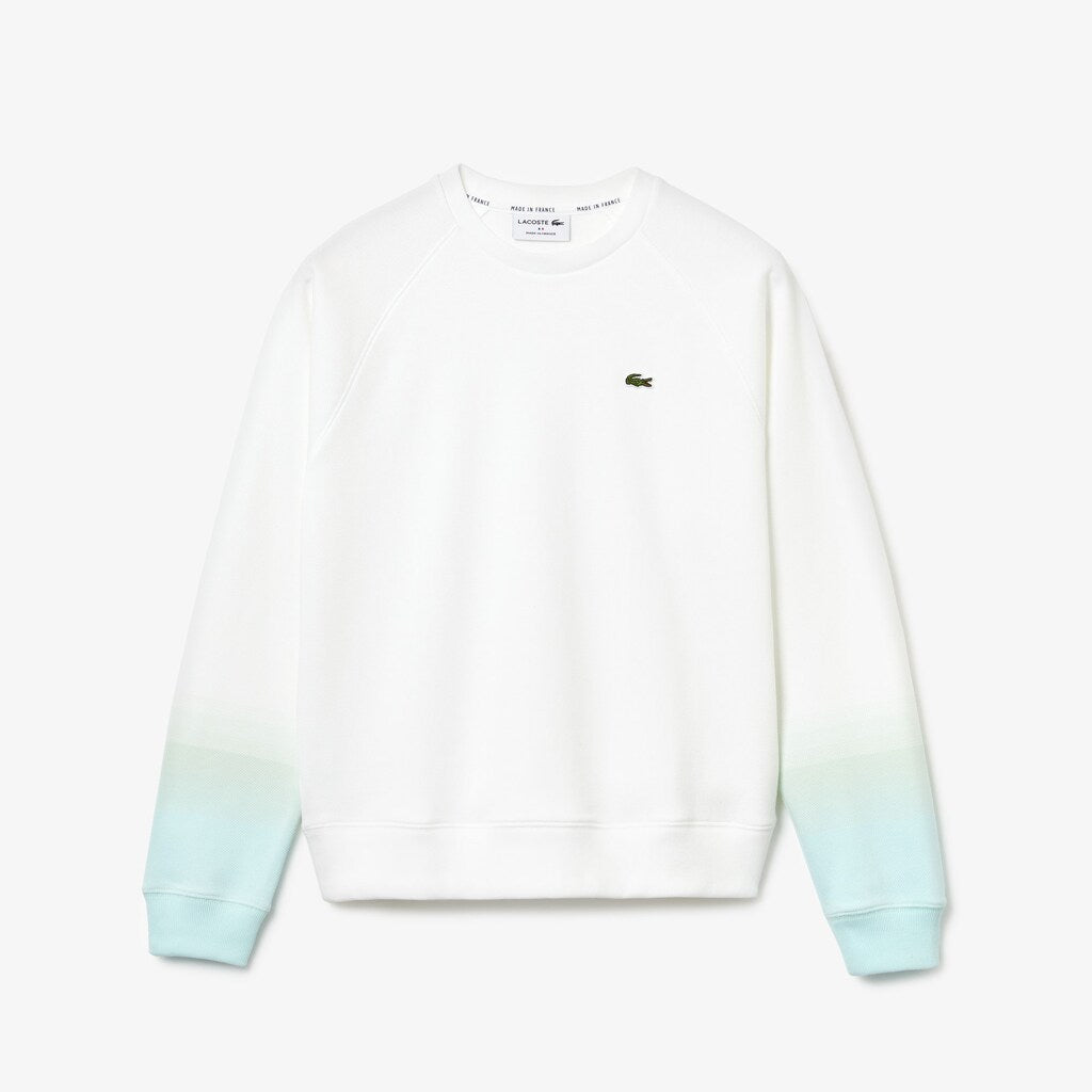 Womens Wo  Made in France Crew Neck Organic Cotton Sweatshirt | Lacoste Turquoise / Light Green / White • Kj4