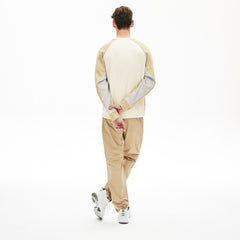 Mens   Motion Colorblock Crew Neck Sweatshirt | Lacoste White / Grey / Beige • Try