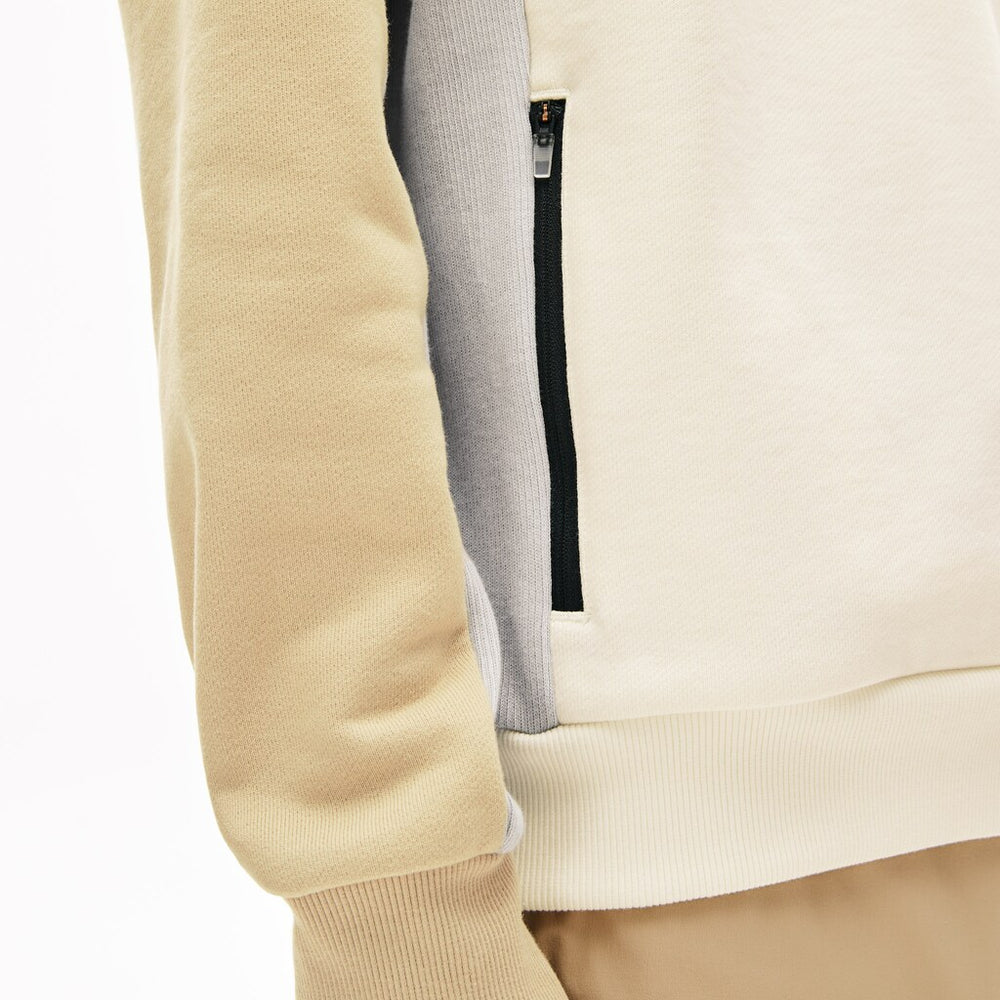 Mens   Motion Colorblock Crew Neck Sweatshirt | Lacoste White / Grey / Beige • Try