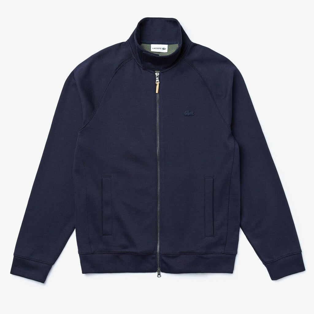 Mens   Zippered Solid Sweatshirt | Lacoste Navy Blue / Khaki Green • X1S