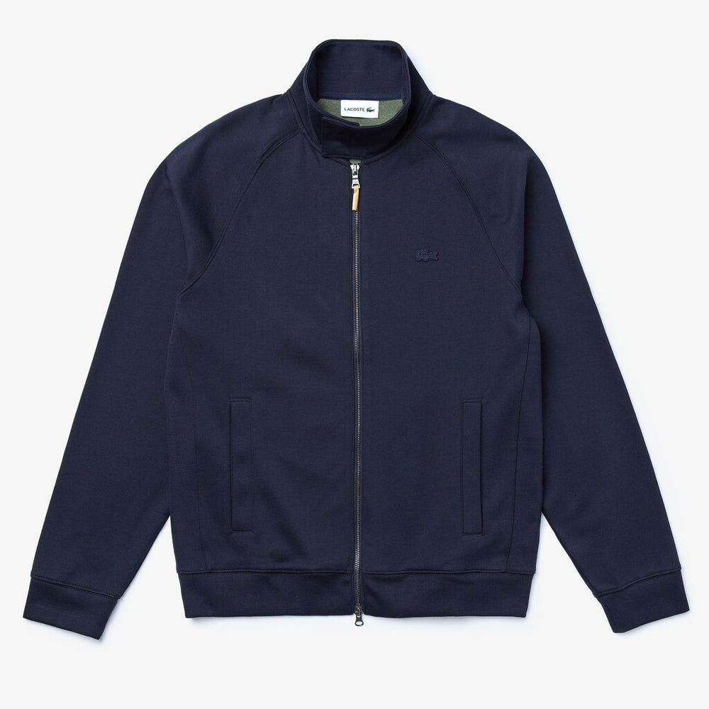 Mens   Zippered Solid Sweatshirt | Lacoste Navy Blue / Khaki Green • X1S