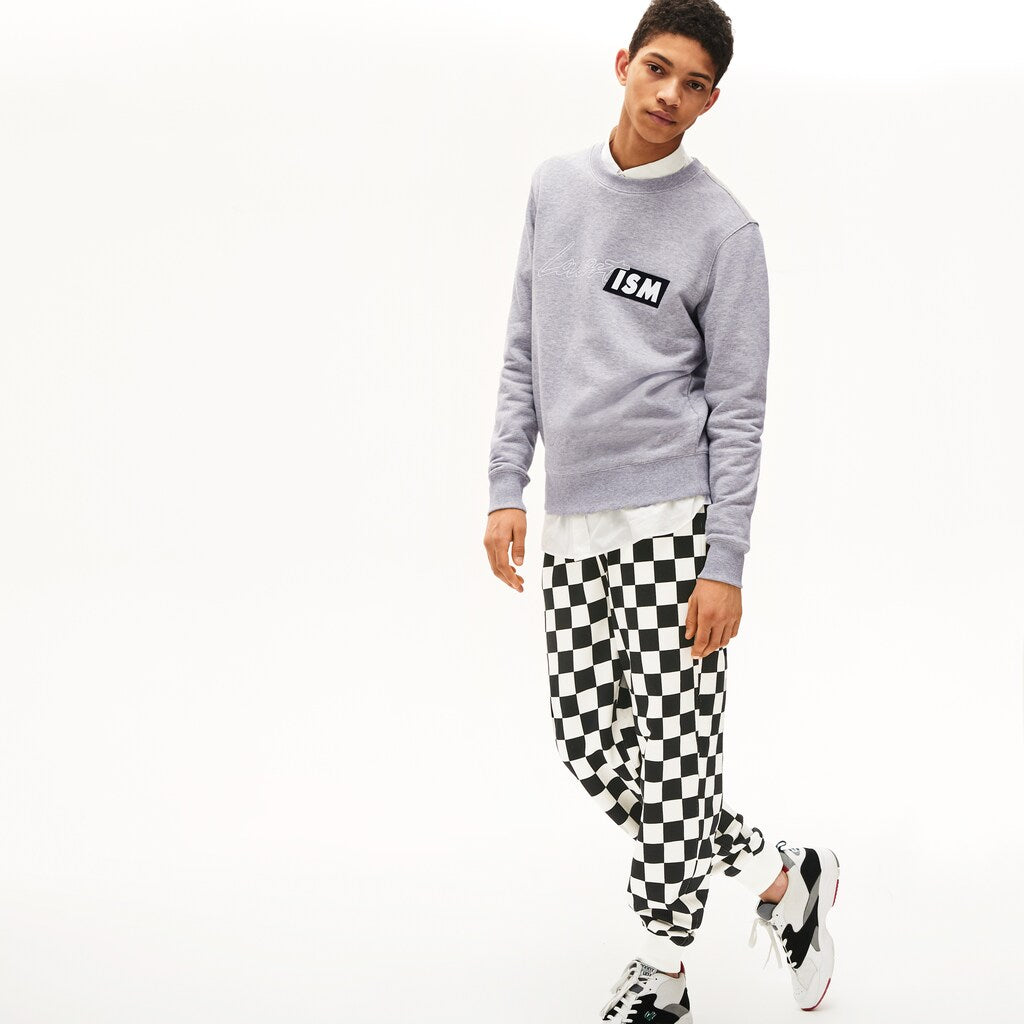Mens/Womens Unisex LIVE Check Fleece Tracksuit Pants | Lacoste White / Black • 8Lp