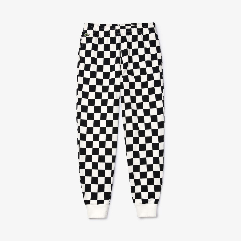 Mens/Womens Unisex LIVE Check Fleece Tracksuit Pants | Lacoste White / Black • 8Lp